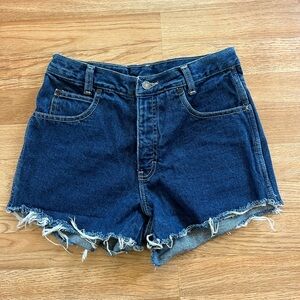 Vintage Calvin Klein Jean Shorts Made In U.S.A Dark Wash Size 28 Frayed Hem